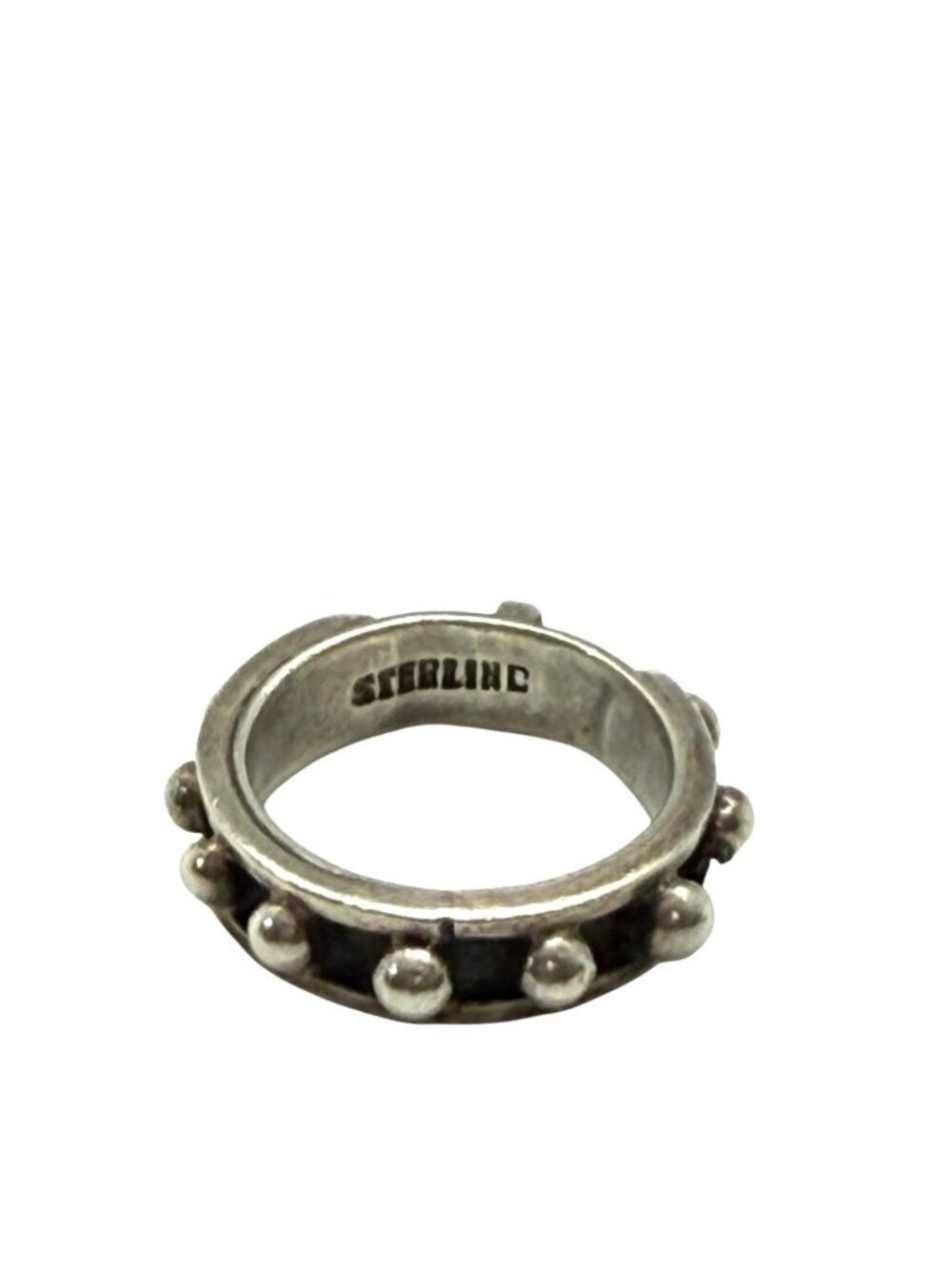 Sterling Silver Cross Band Ring Oxidized Artisan Gothic Biker Unisex Size 7.5 - Picture 2 of 8